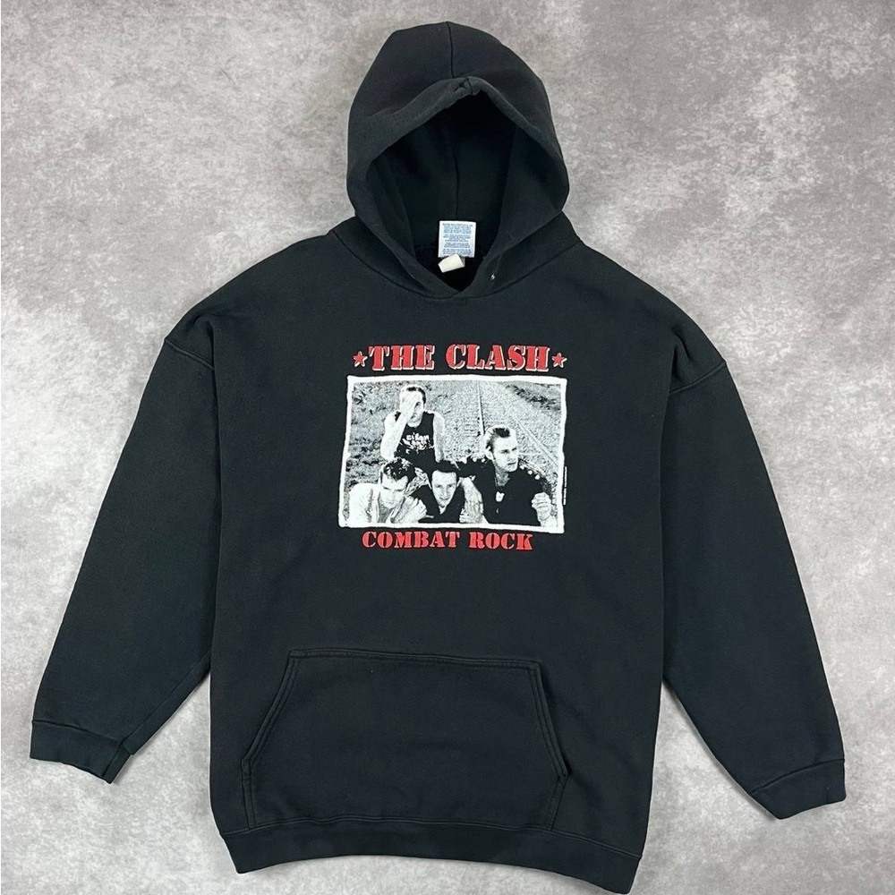 [118] Vintage 1990s The Clash COMBAT ROCK Band Hoodie XL Size